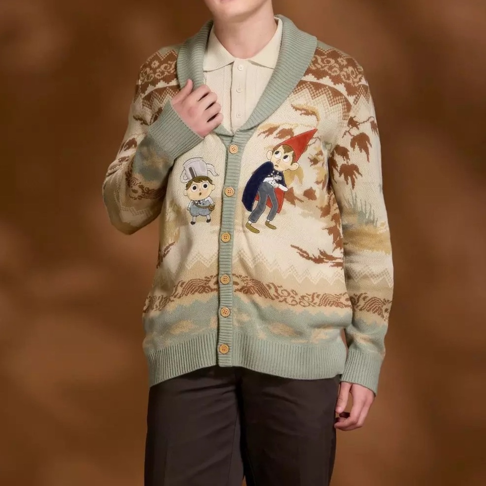 Unisex Over The Garden Wall Wirt & Greg Leaves Collared Cardigan Hot Topic